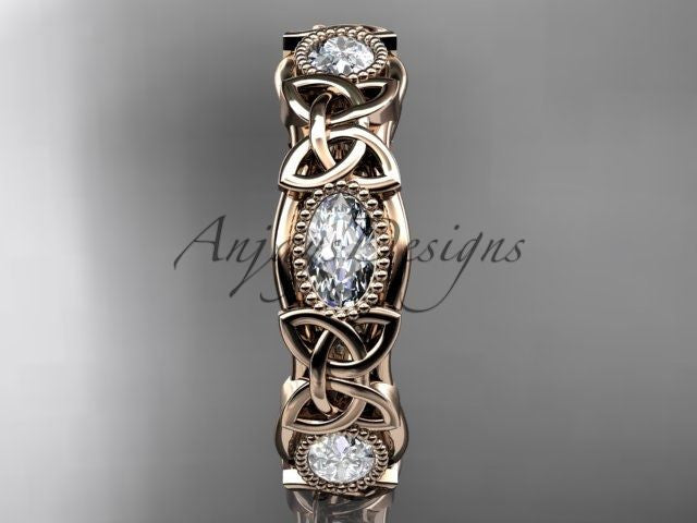 14kt rose gold celtic trinity knot wedding band, engagement ring CT7152B - Vinsiena Designs