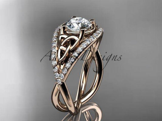 14kt rose gold celtic trinity knot engagement ring,diamond wedding ring CT788 - Vinsiena Designs