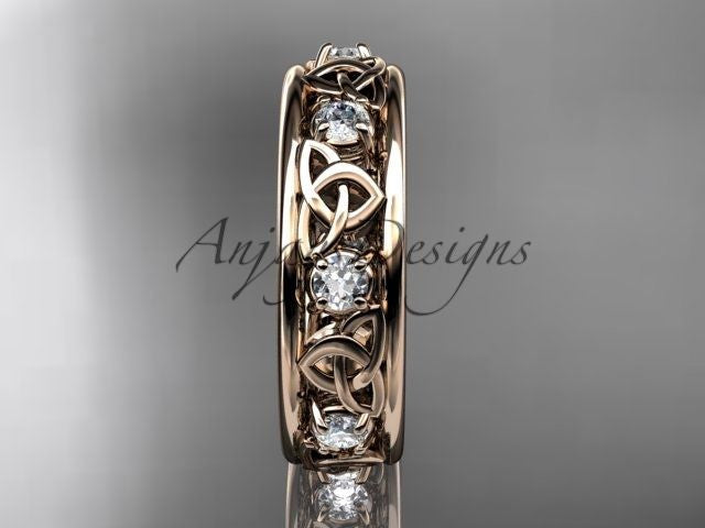 14kt rose gold celtic trinity knot wedding band, engagement ring CT7503B - Vinsiena Designs