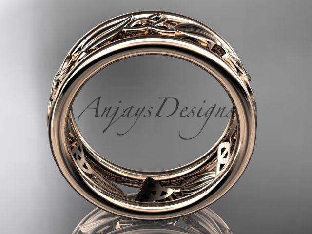 14kt rose gold celtic trinity knot wedding band, engagement ring CT7233G - Vinsiena Designs