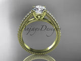 14k yellow gold diamond unique engagement ring, wedding ring, Moissanite ADER87 - Vinsiena Designs