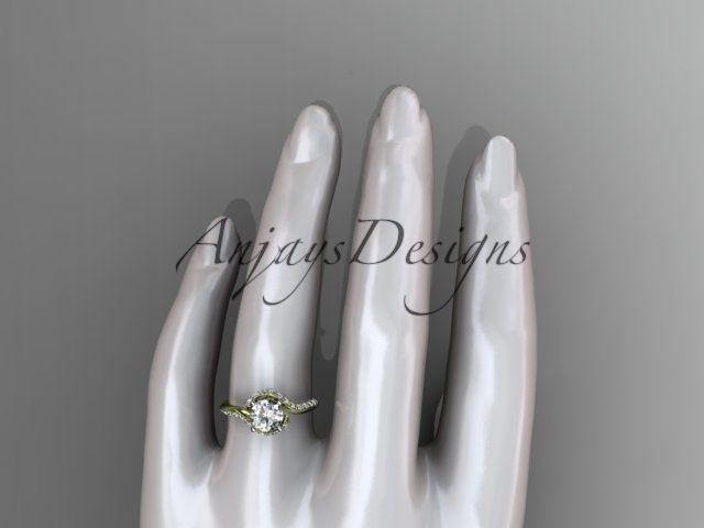 Unique 14kt yellow gold engagement ring, wedding ring ADLR277 - Vinsiena Designs