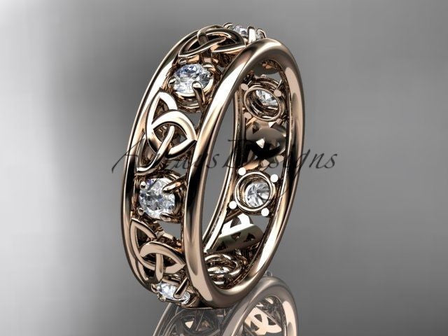 14kt rose gold celtic trinity knot wedding band, engagement ring CT7160B - Vinsiena Designs