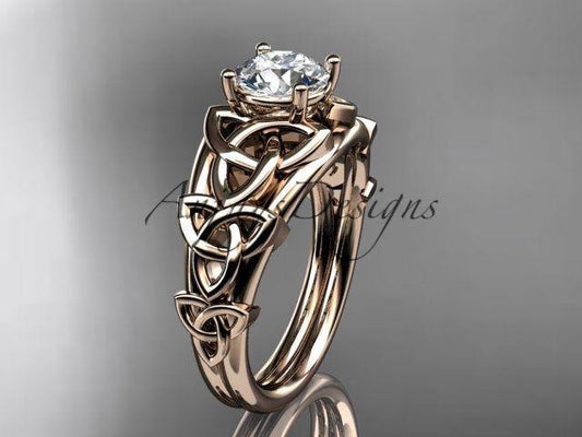 14kt rose gold celtic trinity knot engagement ring , wedding ring CT765 - Vinsiena Designs