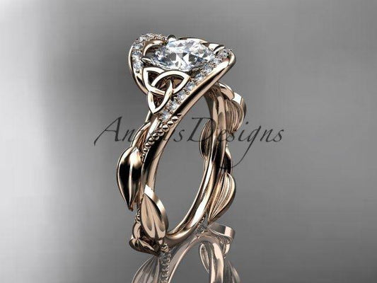 14kt rose gold celtic trinity knot engagement ring , wedding ring CT764 - Vinsiena Designs