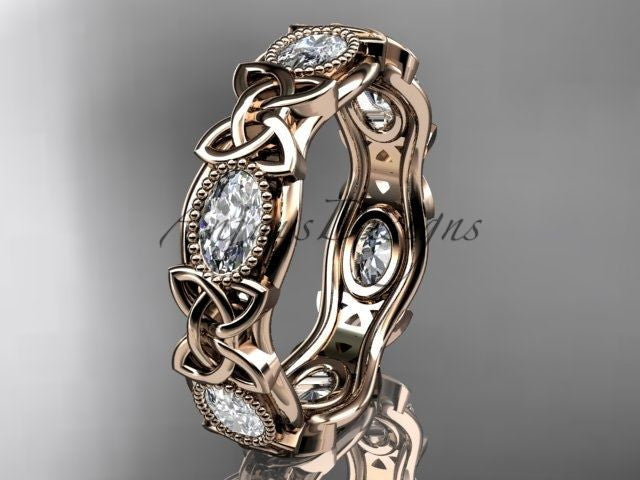 14kt rose gold celtic trinity knot wedding band, engagement ring CT7152B - Vinsiena Designs