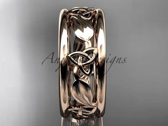 14kt rose gold celtic trinity knot wedding band, engagement ring CT7233G - Vinsiena Designs