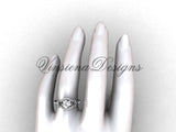 14kt white gold diamond Fleur de Lis, eternity engagement ring VD208126 - Vinsiena Designs