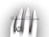 14kt white gold diamond Fleur de Lis, halo engagement ring, wedding band, engagement set VD20889S - Vinsiena Designs