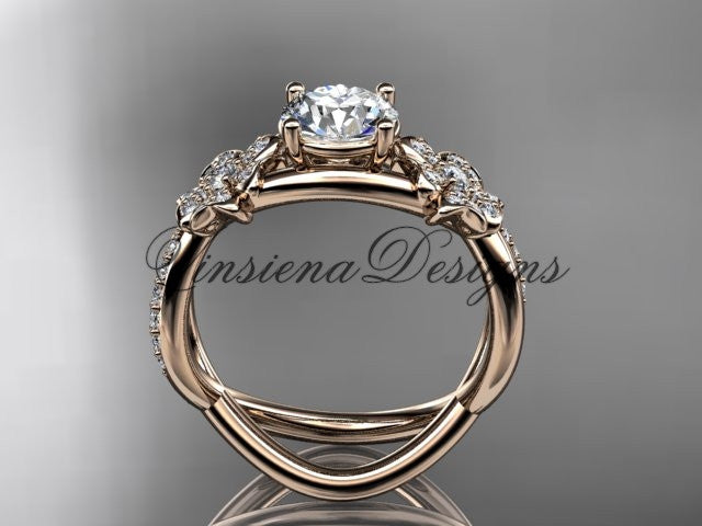 14kt rose gold  diamond Cherry Blossom flower, Sakura engagement ring "Forever One" Moissanite VD8090 - Vinsiena Designs