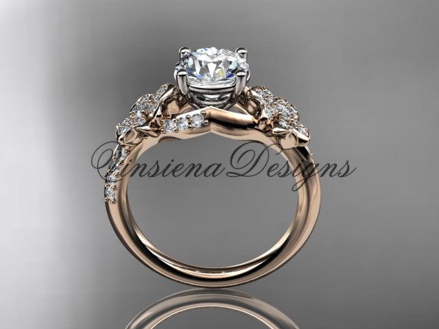 14kt rose gold  diamond Cherry Blossom flower, Sakura engagement ring "Forever One" Moissanite VD8125 - Vinsiena Designs