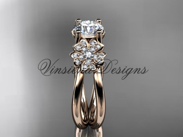 14kt rose gold  diamond Cherry Blossom flower, Sakura engagement ring  VD8130 - Vinsiena Designs