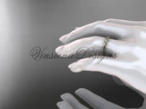 14kt yellow gold stackable, stacking ring, wedding band, midi ring, black enamel WB120020 - Vinsiena Designs