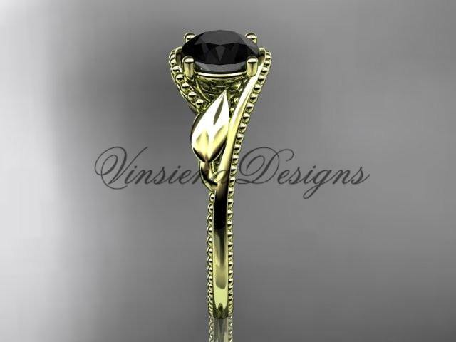 Unique 14kt yellow gold engagement ring, Enhanced Black Diamond ADLR322 - Vinsiena Designs