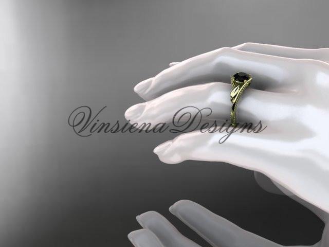 Unique 14kt yellow gold engagement ring, Enhanced Black Diamond ADLR322 - Vinsiena Designs