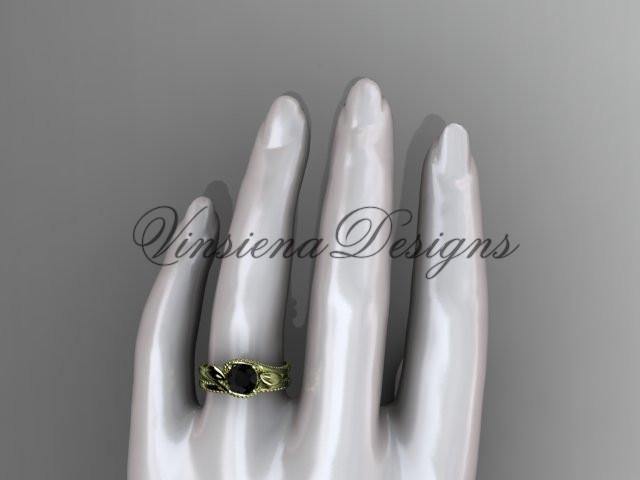 Unique 14kt yellow gold engagement ring set, Enhanced Black Diamond ADLR322S - Vinsiena Designs