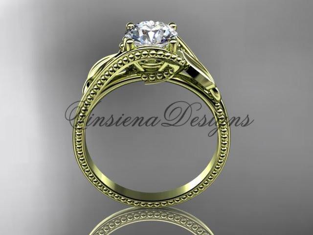 Unique 14kt yellow gold engagement ring ADLR322 - Vinsiena Designs