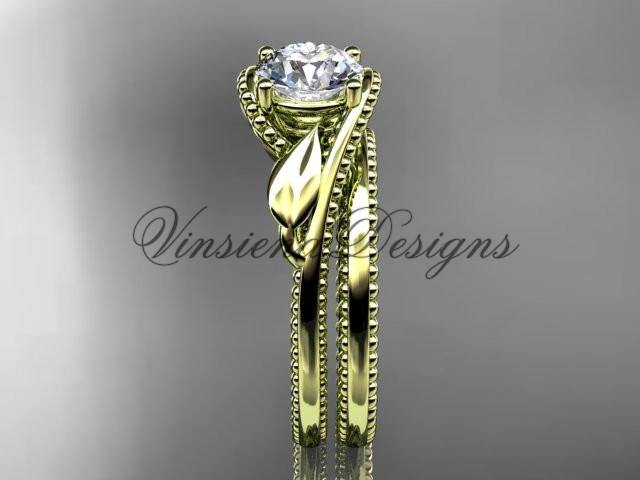 Unique 14kt yellow gold engagement ring set ADLR322S - Vinsiena Designs