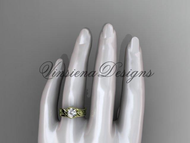 Unique 14kt yellow gold engagement ring set ADLR322S - Vinsiena Designs