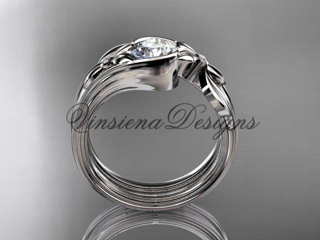 Unique platinum diamond floral engagement set ADLR324S - Vinsiena Designs