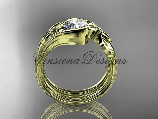 Unique 14kt yellow gold diamond floral engagement set ADLR324S - Vinsiena Designs