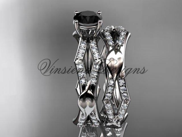 14kt white gold diamond engagement set, enhanced Black Diamond ADLR353S