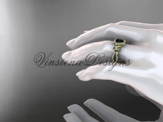 14k yellow gold diamond unique engagement ring, Enhanced Black Diamond ADLR374 - Vinsiena Designs